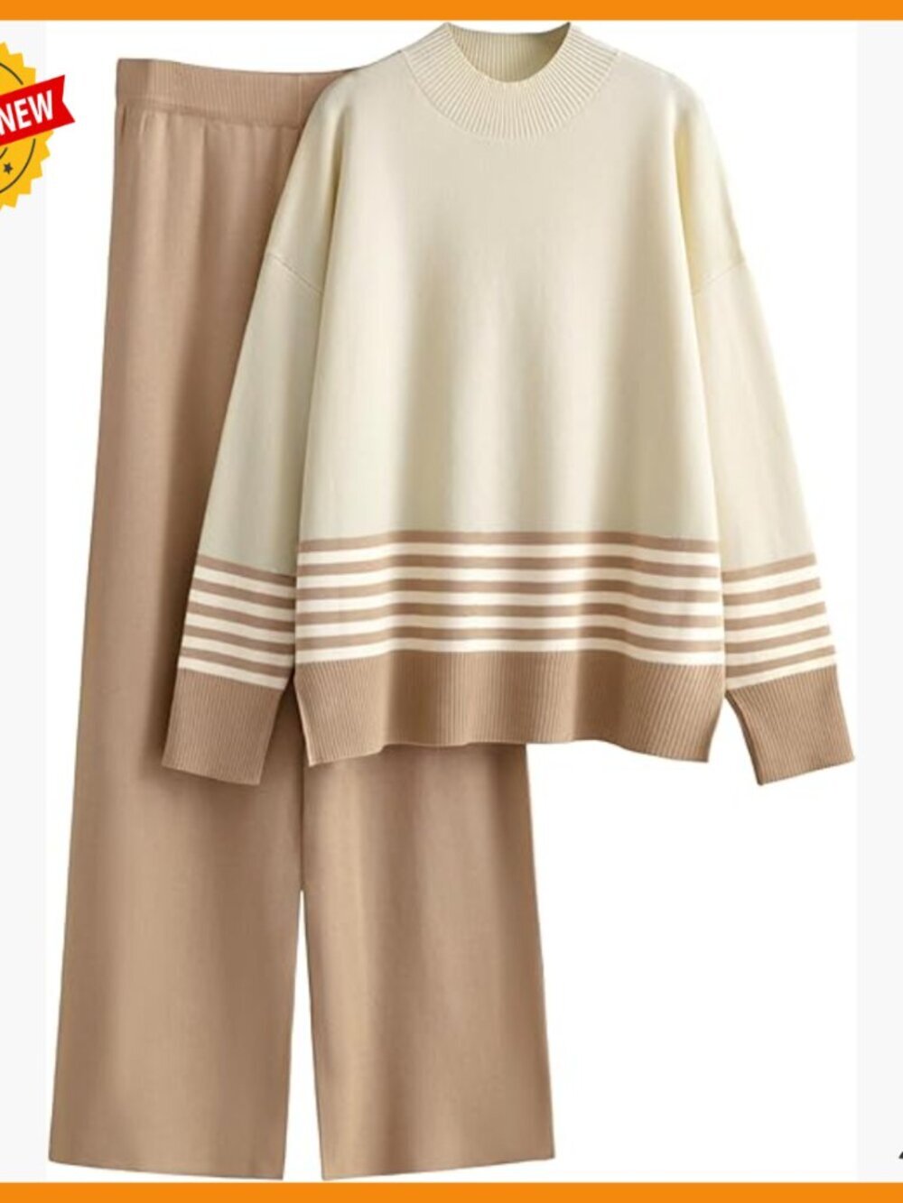 Women's Lounge Set 2 Piece Knit Pullover Wide Leg Pants Athletic Fit